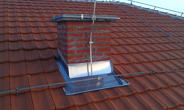 Frontal view of the chimney flashing.