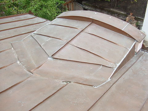 Roof line flashings with the cornice compound.