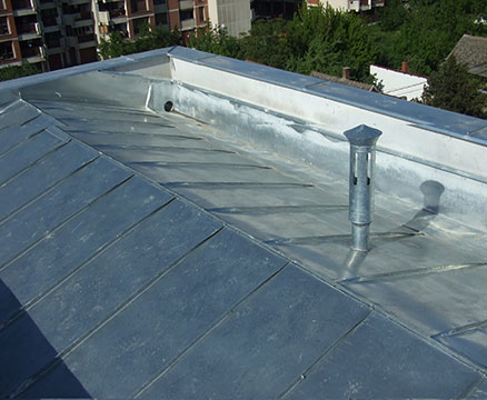 Hidden roof with flashings.